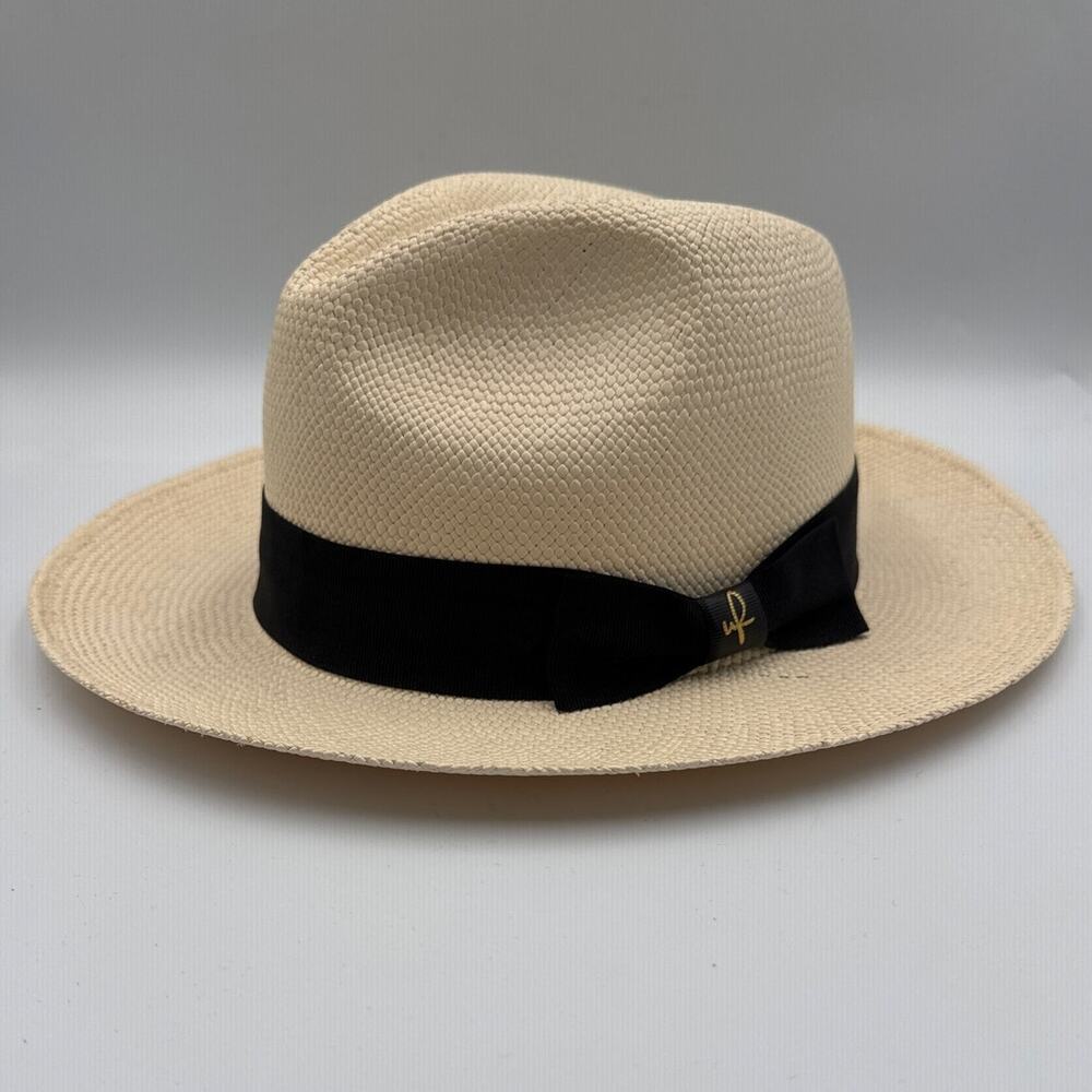 Ultrafino Genuine Panama Hat 7 3/8 Large Handwoven Toquilla Straw Fedora READ!